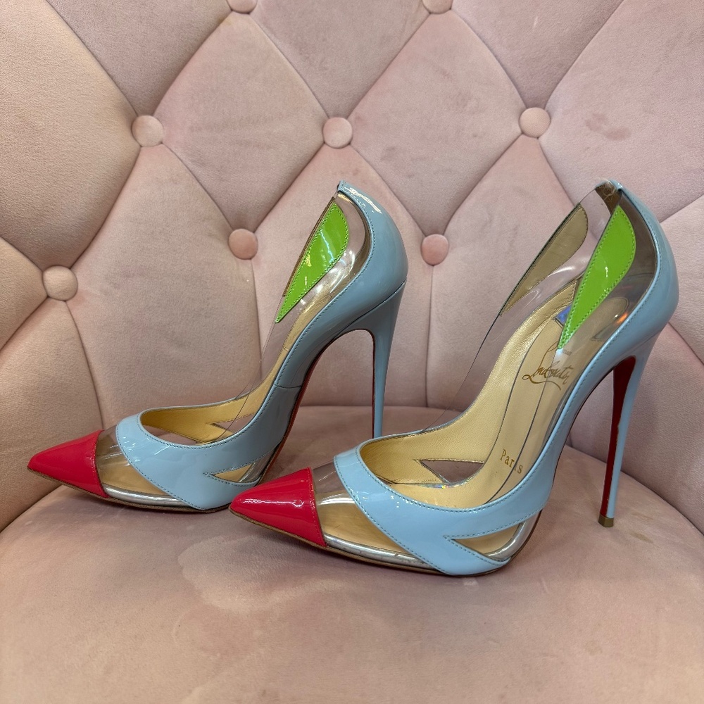 Christian Louboutin Red Bottoms PVC Black is Back 120 size 37